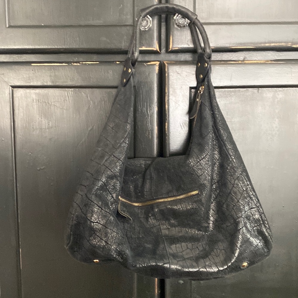 Lola Bernard  snake print sparkly leather bag